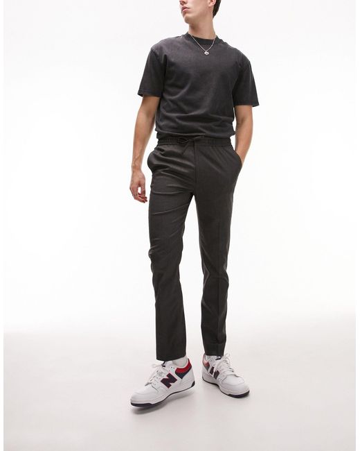 Topman Black Skinny Smart Trousers With Elasticated Waistband for men