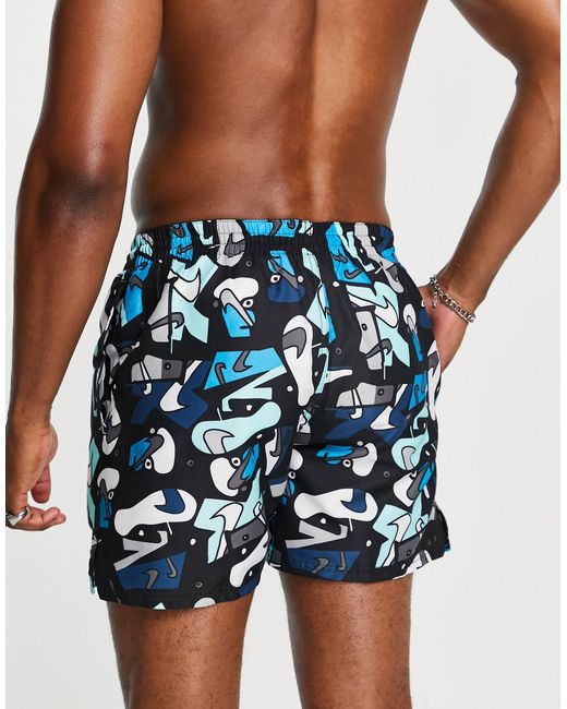 Nike Blue Icon 5 Inch Flip Flop Patterned Swim Shorts for men