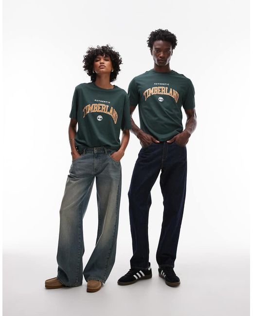 Camiseta Verde Oscuro Extragrande Con Logo Grande Universitario En El Pecho De Authentic Timberland de color Green