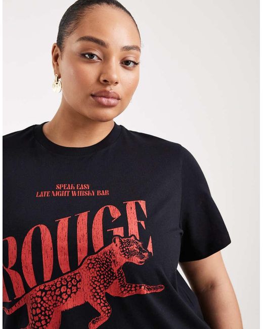 ASOS Black Asos Design Curve Regular T-shirt With Leopard Graphic
