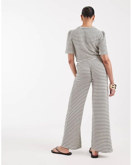 Vero Moda White Jersey Crochet Wide Leg Pants