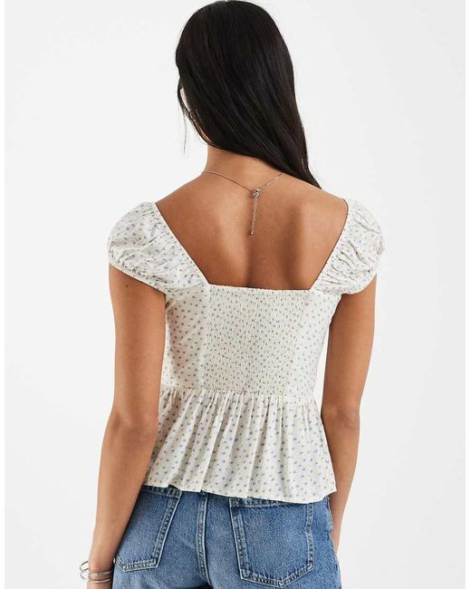 Hollister Gray Sweetheart Neckline Peplum Top