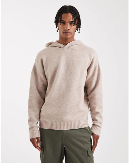 Jack & Jones Natural Fluffy Knitted Hoodie for men
