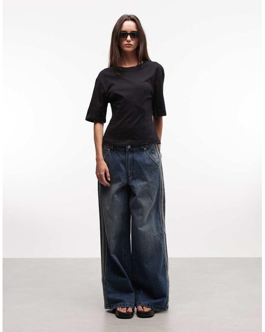 Monki Black Cinched Waist Top