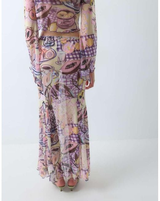 ASOS Multicolor Co-ord Printed Mesh Maxi Skirt