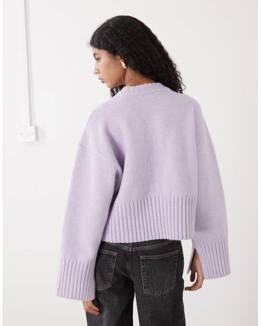 Monki Purple – oversize-strickpullover