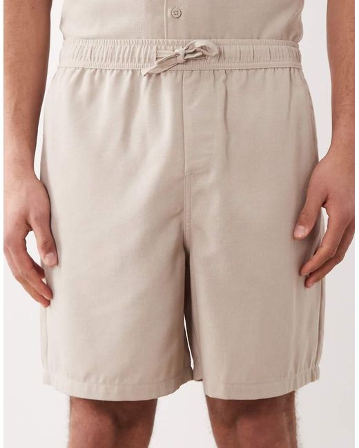New Look Natural Linen Look Pull On Shorts for men