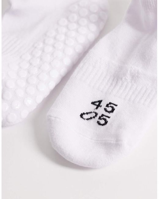 4505 Natural 2 Pack Pilates Grip Ankle Sock