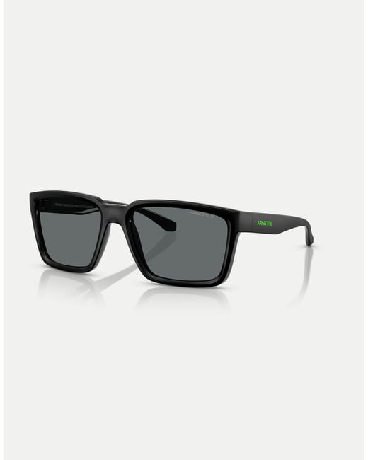 Arnette – plot twist – eckige, polarisierte sonnenbrille mit er matter oberseite/in glänzend in Black für Herren