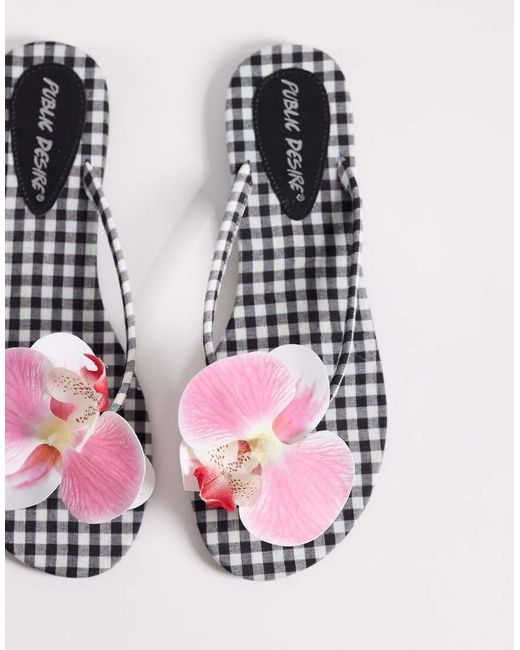 Public Desire White Moko Flipflops With 3d Flower