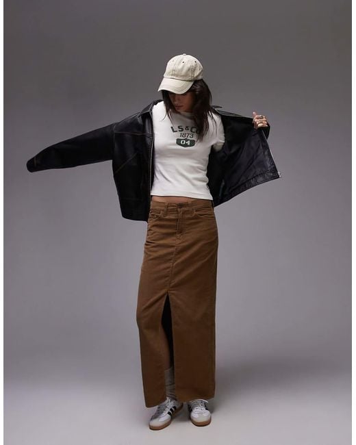 Levi's Brown High-Rise Corduroy Column Skirt
