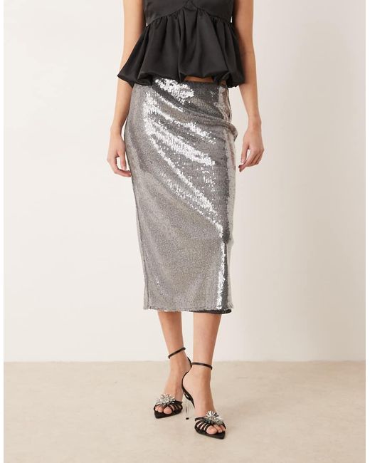 Mango Midi-Rok Met Microlovertjes in het Natural
