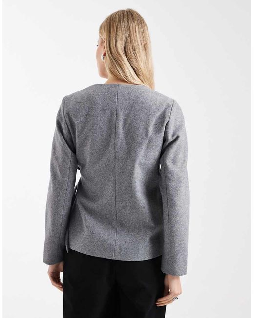 ONLY Gray Wrap Around Side Tie Structured Jacket