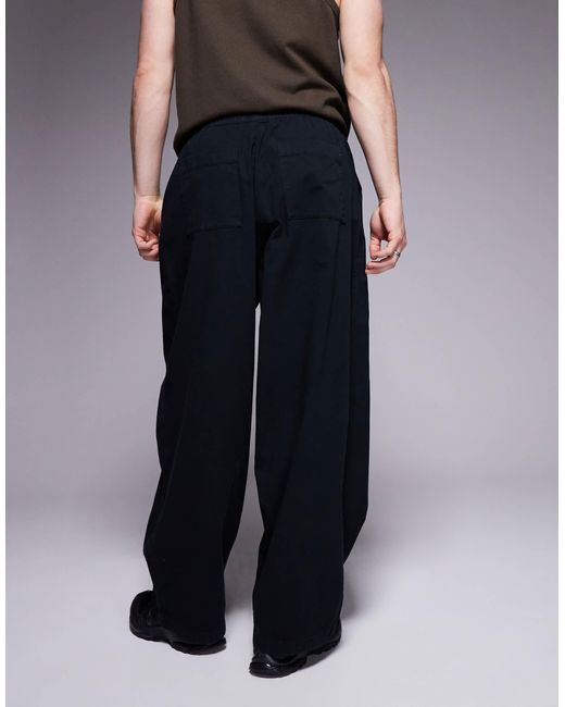 ASOS Black Oversized Baggy Trouser With Elasticated Waist for men