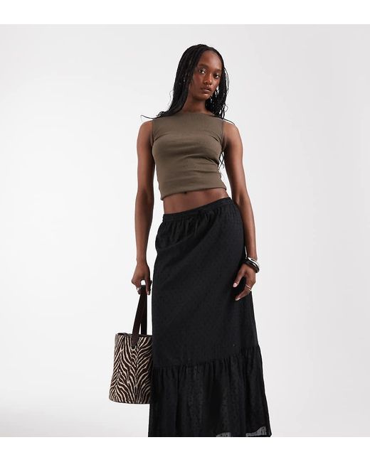 Vero Moda Black Dobby Texture Boho Maxi Skirt