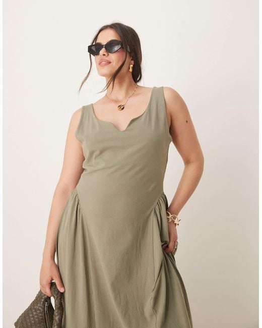 ASOS Natural Asos Design Curve Sweetheart Midi Dress