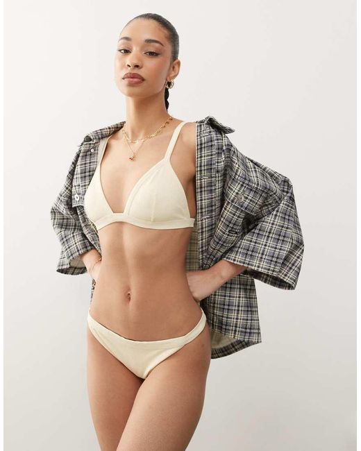 Weekday Natural Ribbed Triangle Bikini Top