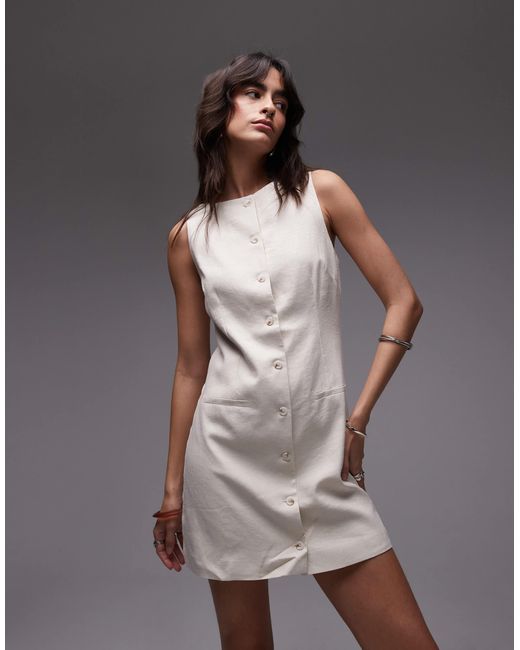 Mango Gray – durchgeknöpftes leinenmix-minikleid