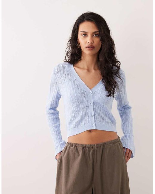 Miss Selfridge White Knitted Cardigan With Flute Sleeve