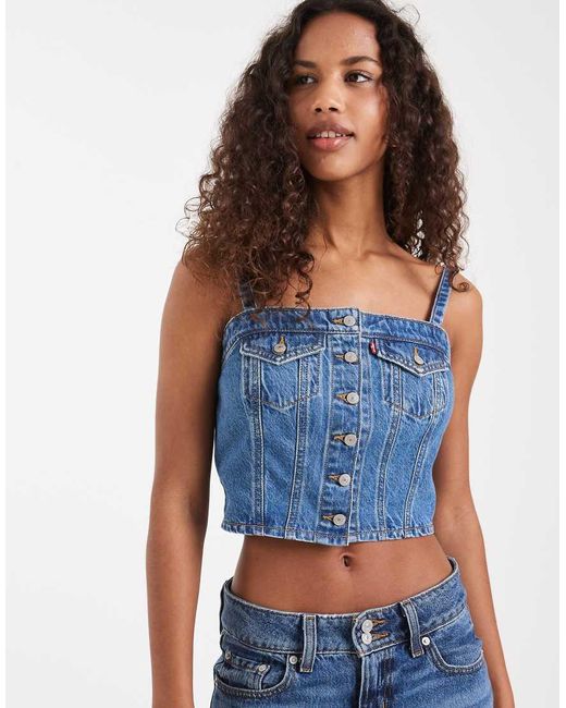 Levi's Blue Denim Corset With Front Pockets