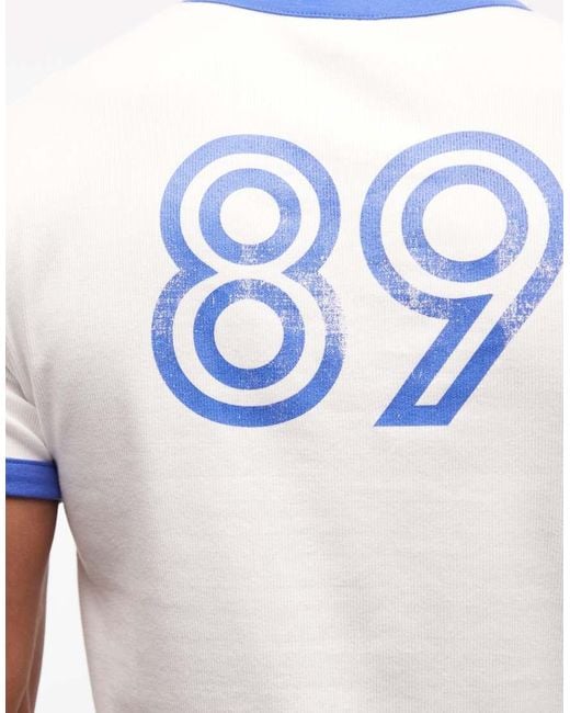 ASOS White Heavyweight Muscle Fit Ringer T-shirt With Football Graphic for men