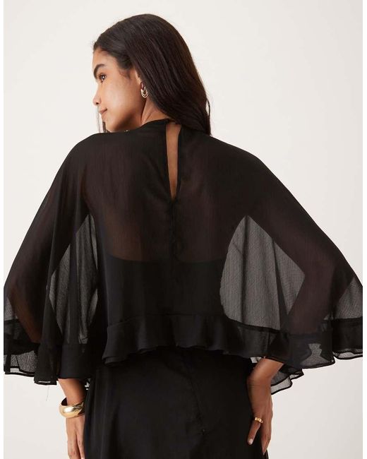 Glamorous Black V Neck Frill Cape Mini Dress