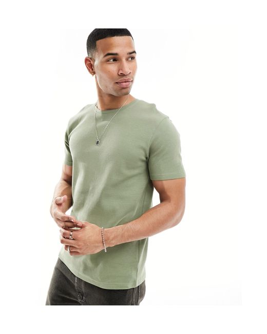 Brave Soul Green Waffle Knit T-shirt for men