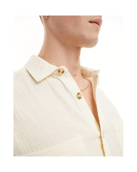 ASOS White Short Sleeve Relaxed Revere Collar Shirt for men