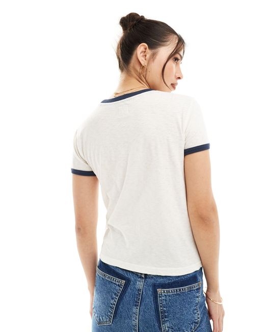 Superdry White – athletic essentials – ringer-t-shirt