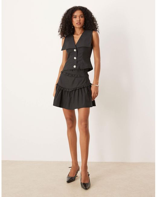 Sister Jane Black Open Collar Diamante Waistcoat