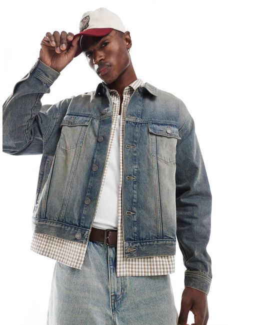 Cotton On – oversize-truckerjacke in Blue für Herren