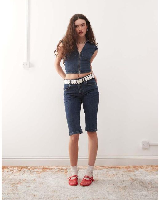 Collusion Blue X000 Low Rise Capri Jean Co-ord