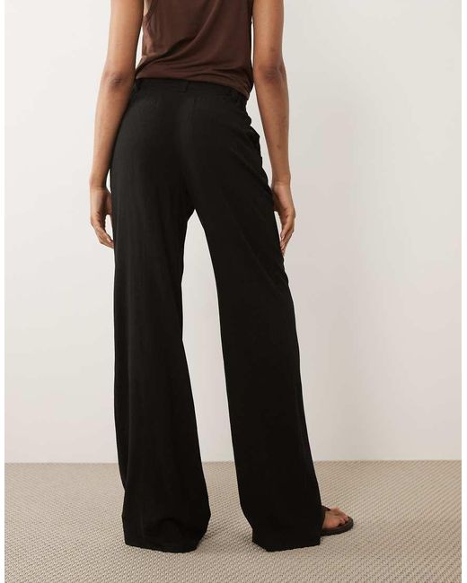 ASOS Black Asos Design Tall Wide Leg Trousers With Pleat Detail