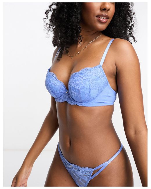 Ann Summers Sexy Lace Planet Plunge Bra in Blue