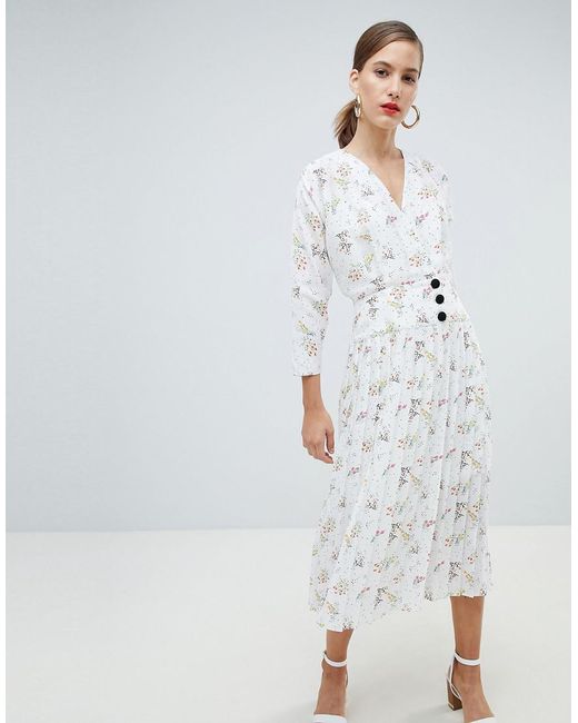 White Pleated Maxi Dress