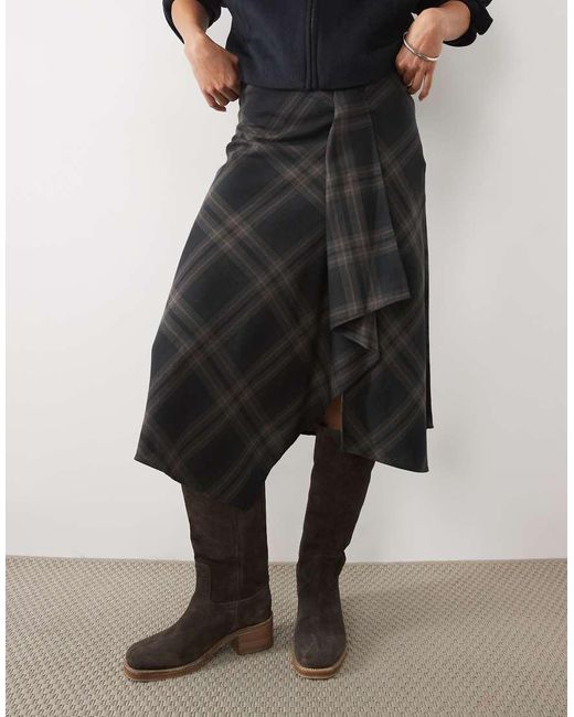 Mango Black Hanky Hem Midi Skirt