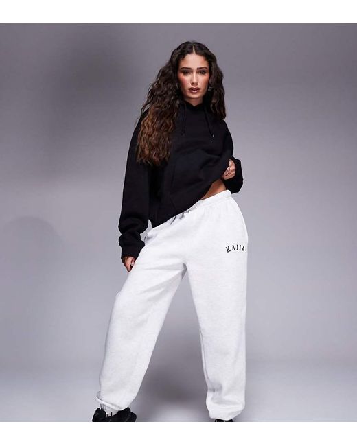 Kaiia Purple Petite Embroidered Logo Cuffed Joggers