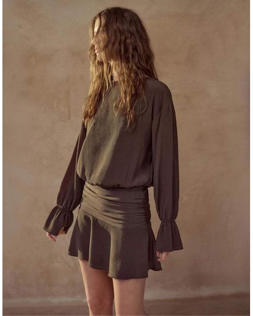 Pull&Bear Brown Short Ruffle Dress
