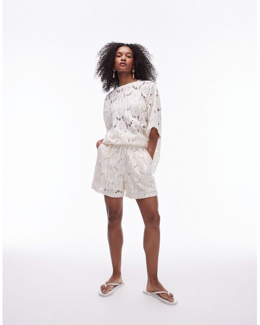 TOPSHOP White Co Ord Lace Short