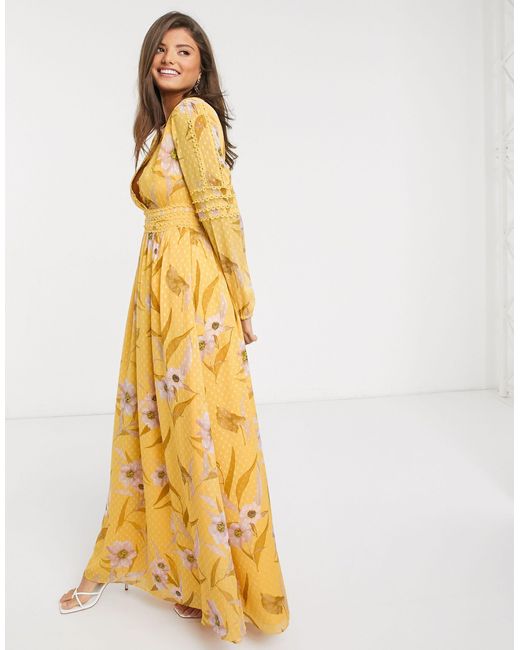 Ted Baker Kiala - Maxi-jurk Met Bloemenprint in het Yellow