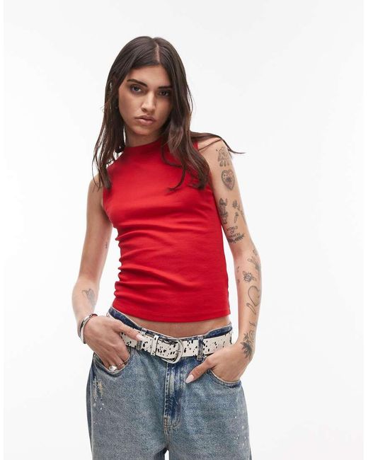 TOPSHOP Red Slim Tank