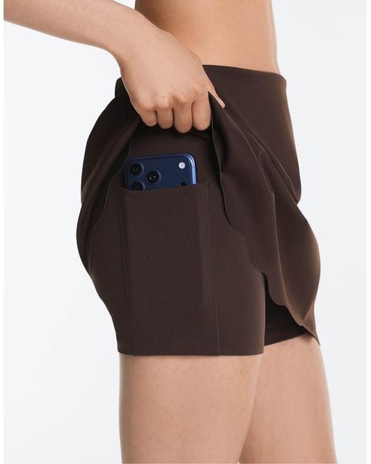 Oysho Brown Compressive Wavy Skirt
