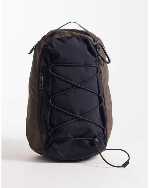 ASOS Blue Backpack With Drawstring Detail for men