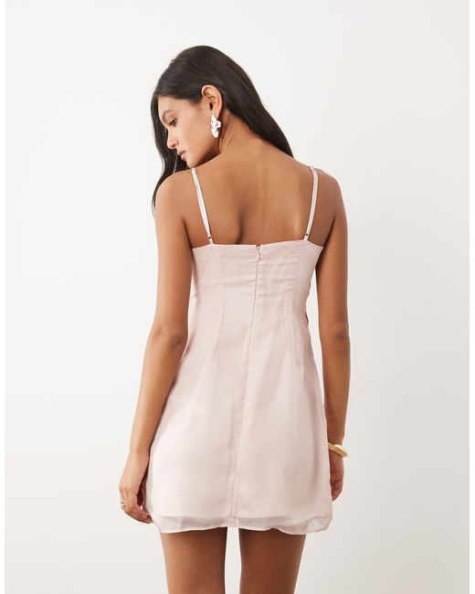 JW PEI Pink Orchid Applique Tailored Cami Mini Dress
