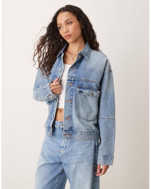 Calvin Klein Blue Splatter Print Denim Jacket