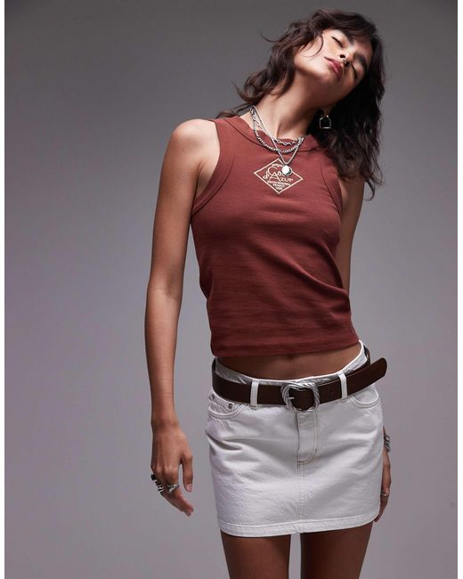 TOPSHOP Brown – minirock aus denim