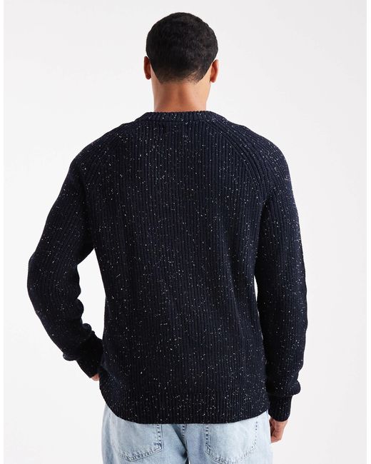 Farah Blue Sage Nepped Knit Jumper for men