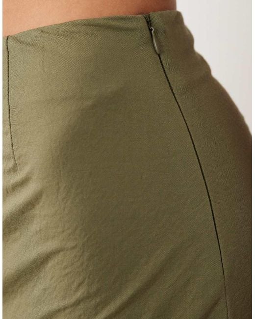 ASOS Green Linen Look Bias Maxi Skirt
