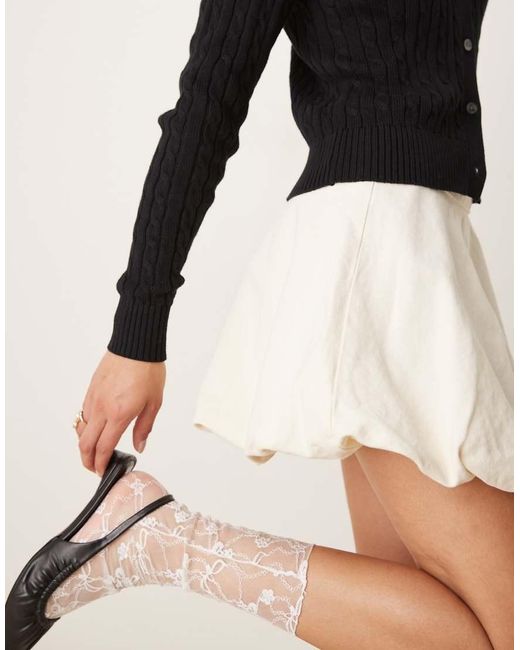 Mango Black Mini Denim Puffball Skirt