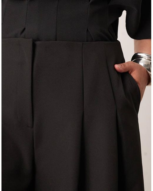 Pantalones De Sastre Negros De Pernera Ancha Con Cinturilla Plisada De Curve (Parte De Un Conjunto) ARRANGE de color Black